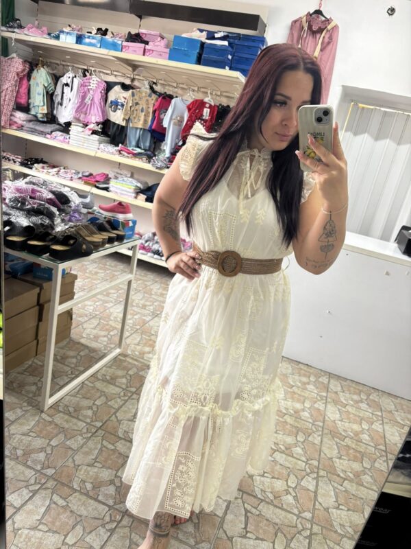 Krém horgolt boho maxi ruha